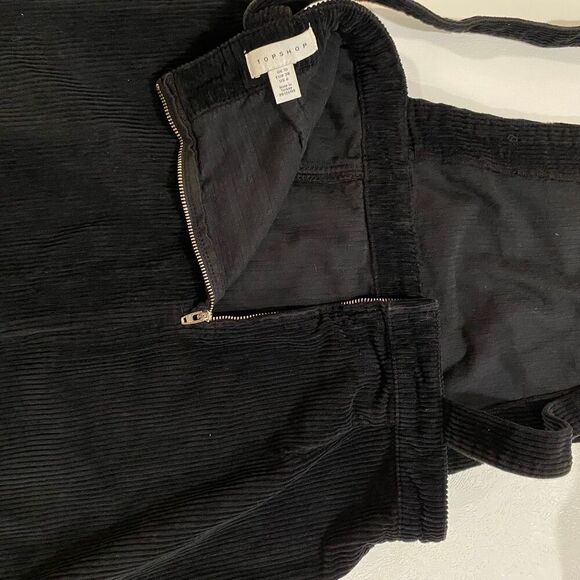 Topshop Black Corduroy Pinafore Overall Dress Size US 6 UK 10 EUR 38 - Picture 4 of 10